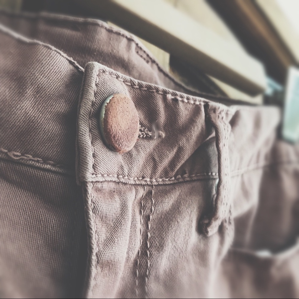 OOAK Artisan Reworked Mauve Skinny Jeans | Raw Hem & Cotton Lace | 7 - Picture 6 of 8